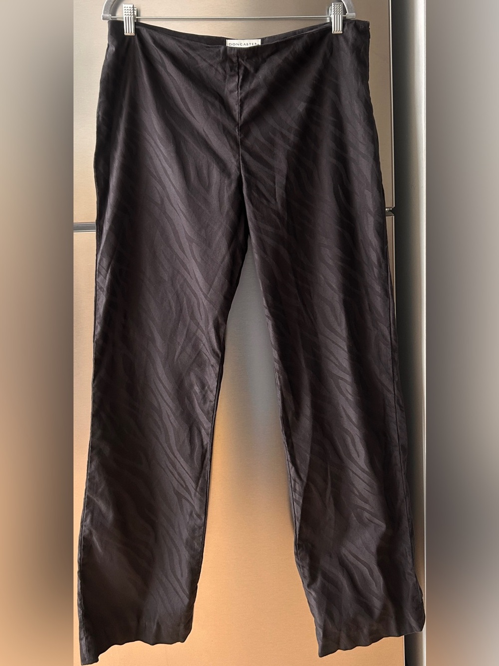 Doncaster Black Zebra Print Pants Size 14 Minimalist Stretch Trousers
